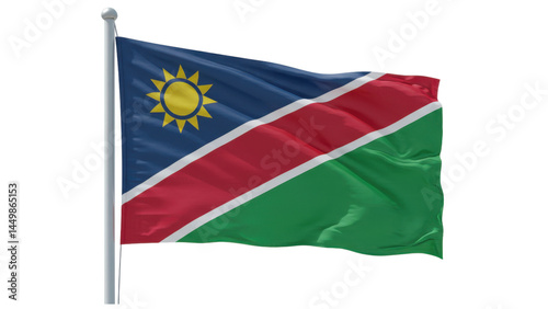 Free Download namibia flag waving in wind isolated on transparent png - GFXLoad