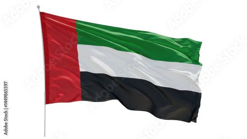 united arab emirates flag waving in wind isolated on transparent png