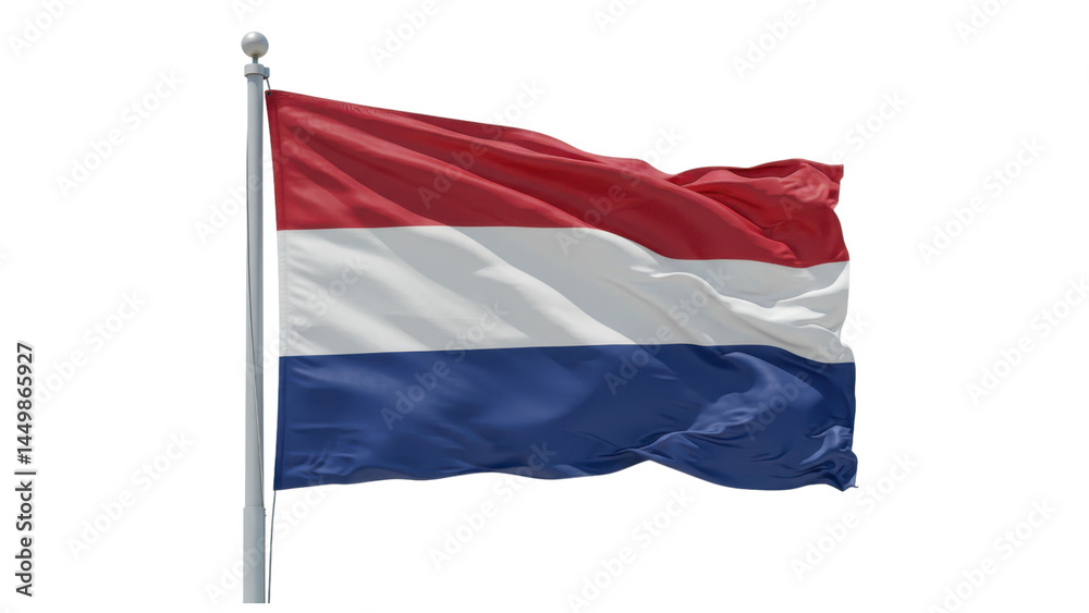 Obraz premium netherlands flag waving in wind isolated on transparent png