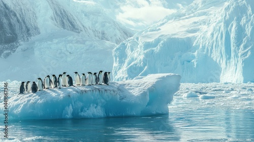 emperor penguins on iceberg in antarctica