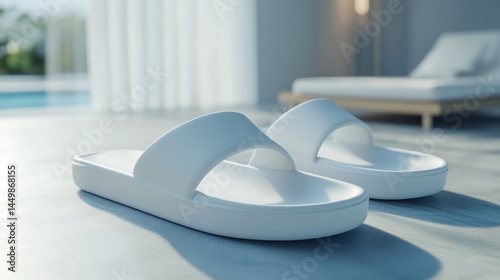 White sandals by the pool