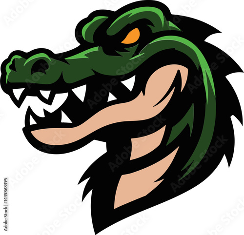 Alligator Mascot Head Icon – Cartoon Crocodile Logos and Animal Emblems for Esports Branding