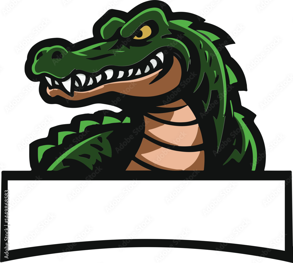 Obraz premium Alligator Mascot Head Icon – Cartoon Crocodile Logos and Animal Emblems for Esports Branding