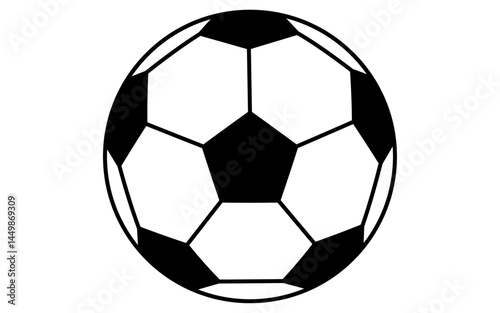 サッカーボールのシンプルな線画アイコン、アイソメトリックイラスト