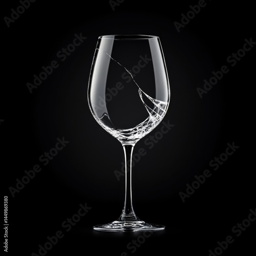 Wine glass with crack