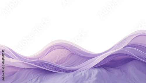 Flowing Lavender Fabric on White Background