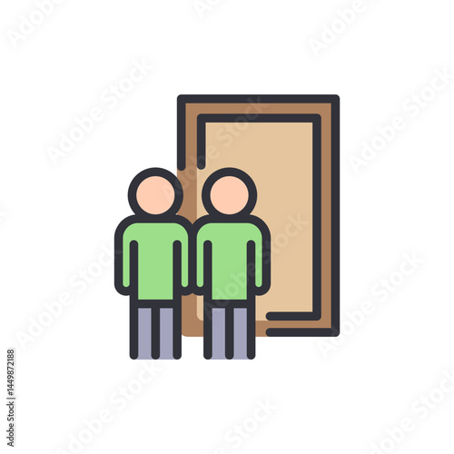 Painting view colored icons, minimalist vector illustration ,simple transparent graphic element .Isolated on white background