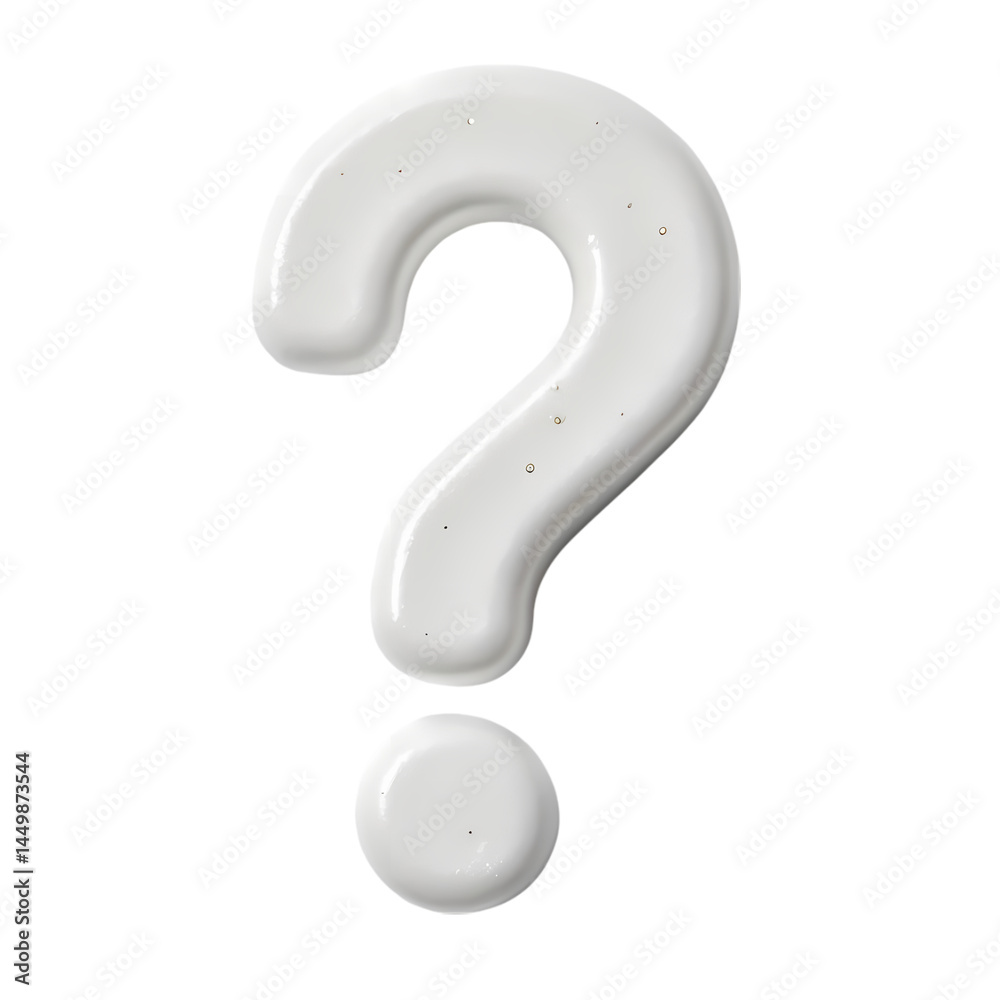 Fototapeta premium Creamy White Question Mark Abstract Texture Background isolated on transparent background