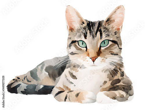 A cat is laying down