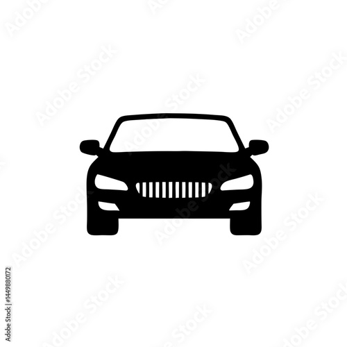 Iconic silhouette of a car facing forward on a plain background  