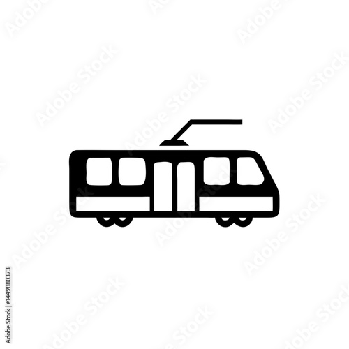 Tram icon side view in urban transport style  