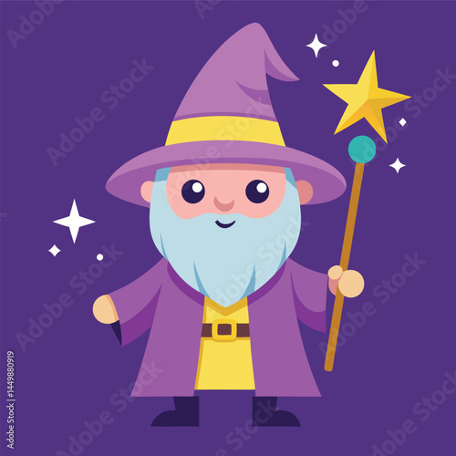Meet our charming wizard avatar, whimsically depicted with a magic stick in this delightful cartoon illustration! This enchanting character design blends the mystique of wizardry with a touch of whims