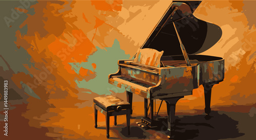 colorful pop art piano vector wpap, illustration, wall art decor wall art decor acrylic illustration	