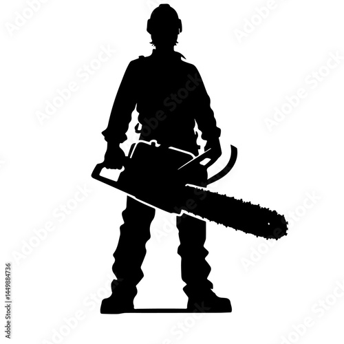 Chainsaw Lumberjack Silhouette for Work and Safety Design