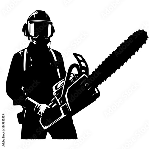 Chainsaw Lumberjack Silhouette for Work and Safety Design