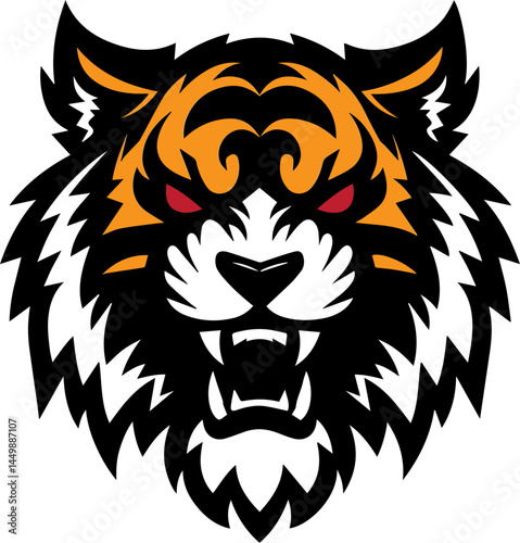 Fierce Tiger Head Mascot – Roaring Wild Cat Emblem for Sports and Branding