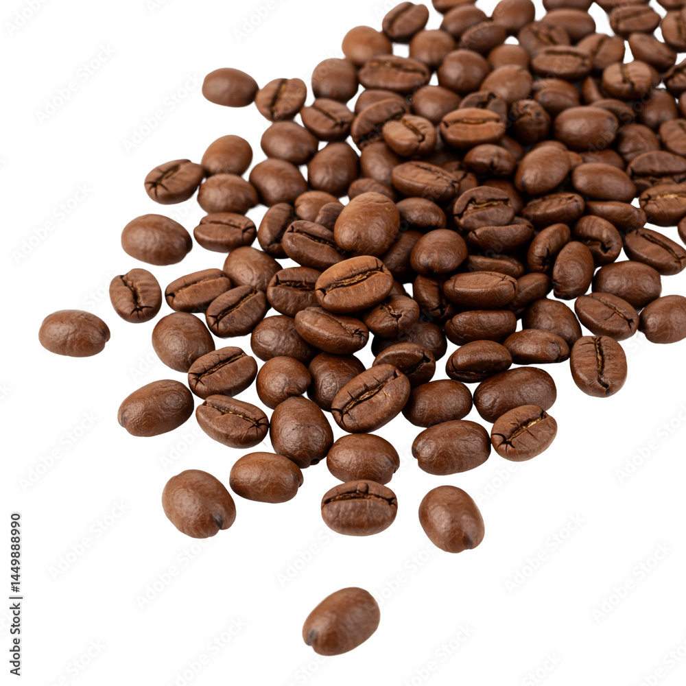 Naklejka premium Pile of Roasted Coffee Beans Isolated Aromatic Ingredient Beverage Preparation