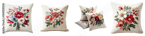 Floral embroidered decorative cushions and pillows