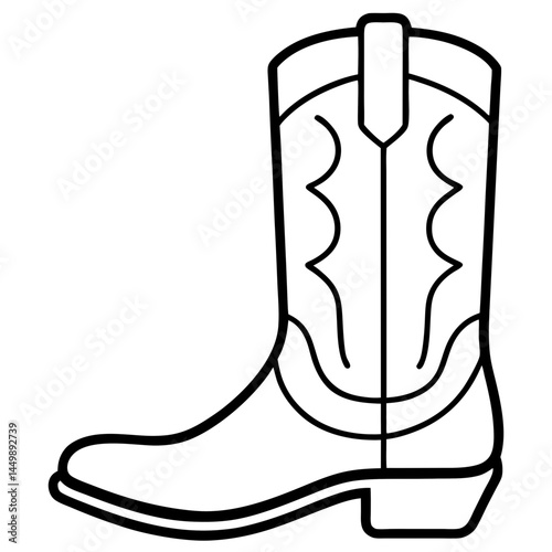 Minimal Cowboy Boots Vector on White