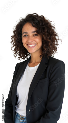 Mixed Heritage Software Developer - A Portrait of a Young Woman of Mixed Heritage with Curly Shoulder-Length Hair