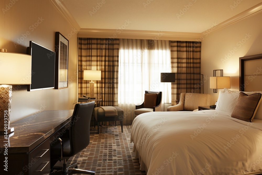 Fototapeta premium Luxurious hotel room with warm tones