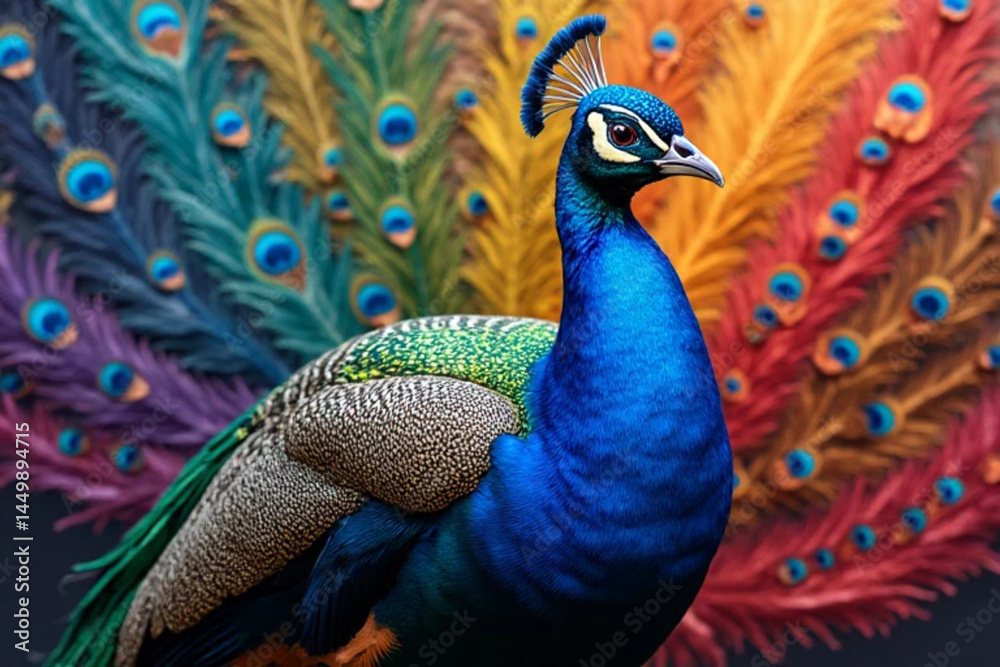 Fototapeta premium peacock with feathers out