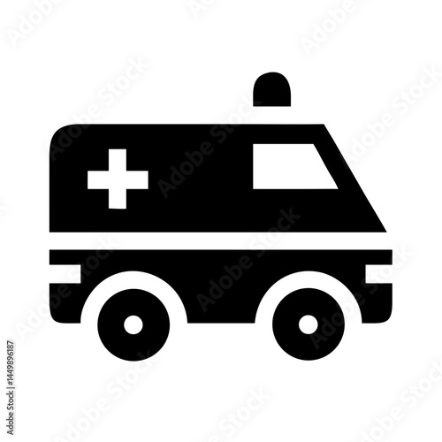 ambulance silhouette on transparent background for web and graphic design