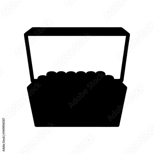 Black silhouette of a treasure chest full of gold and riches