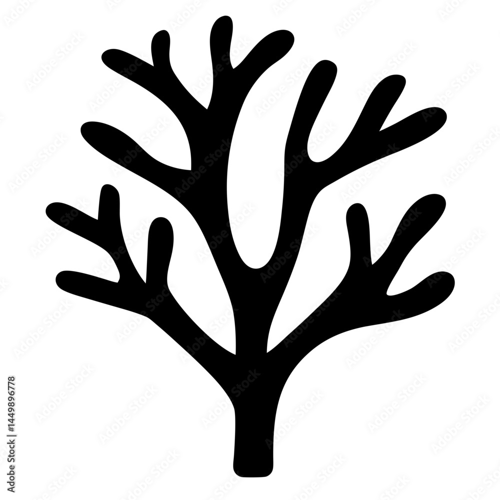 Stylized abstract tree silhouette with branches, in a minimalist design style Stylized abstract tree silhouette with branches, in a minimalist design style