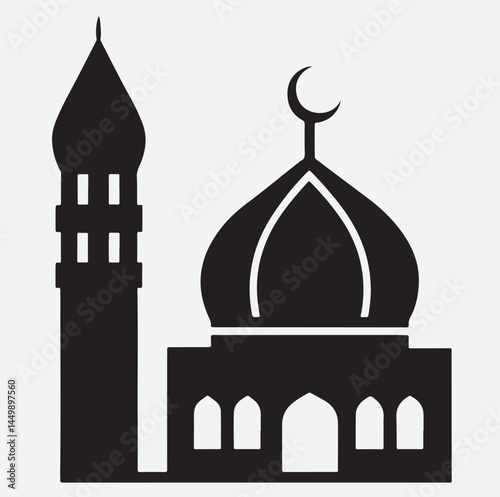 a mosque silhouette vector art illustration, mosque in Abu Dhabi