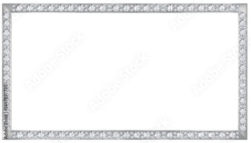 Elegant Silver Frame with Decorative Diamonds for Images Display