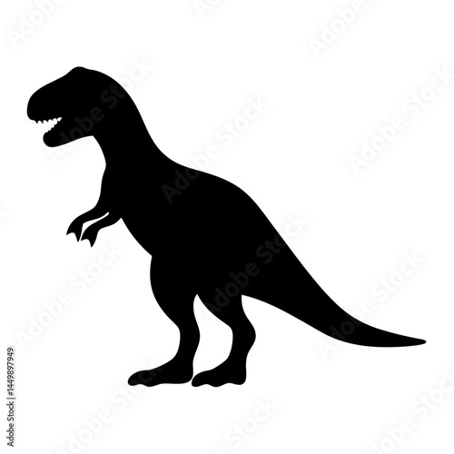 Silhouette of a Tyrannosaurus Rex prehistoric animal on a white background