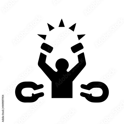 broken chain symbol of liberation or breaking free on transparent background for web and graphic design