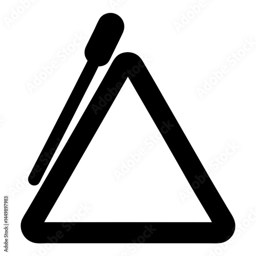 Graphical representation of a triangle musical instrument and its beater stick