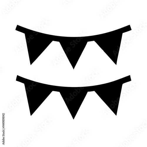 bunting flags silhouette on transparent background for web and graphic design