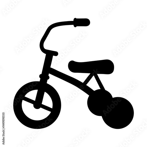 Silhouette image of a classic tricycle with curved handlebars and seat