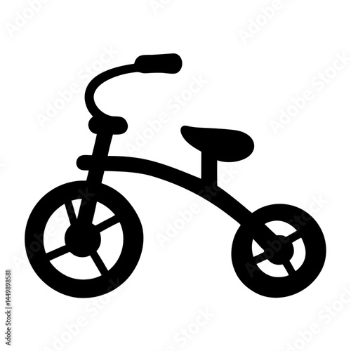 Black silhouette of a toddler's tricycle with a seat and handlebar