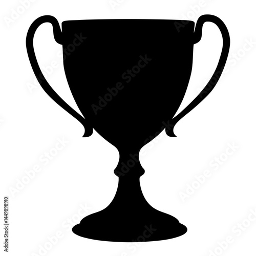 Black silhouette illustration of a classic trophy design with handles, suitable for awards