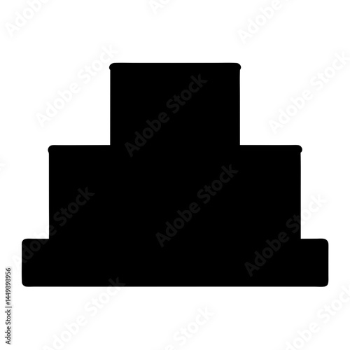 Black silhouette of a tiered cake for a wedding or birthday celebration