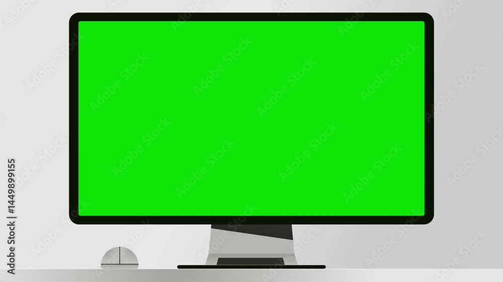 animated computer monitor screen with green screen display background