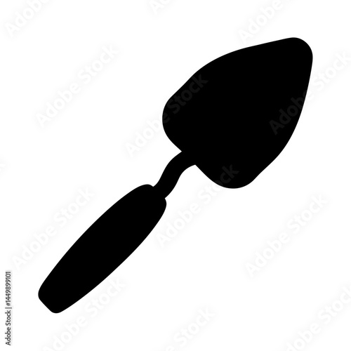 Gardening trowel silhouette in black on white, an essential garden tool