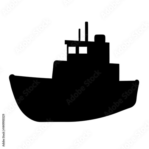 Silhouette of a Commercial Fishing Boat Sailing on the Open Water