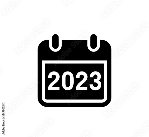 Calender 2023 icon vector in black color on white background.