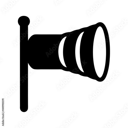 Black silhouette of a windsock on a white background illustration image