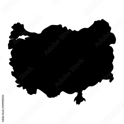 Black Silhouette of a Geographic Shape on White Background Visual Representation