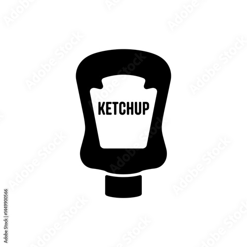Ketchup bottle upside down icon vector in black color on white background.