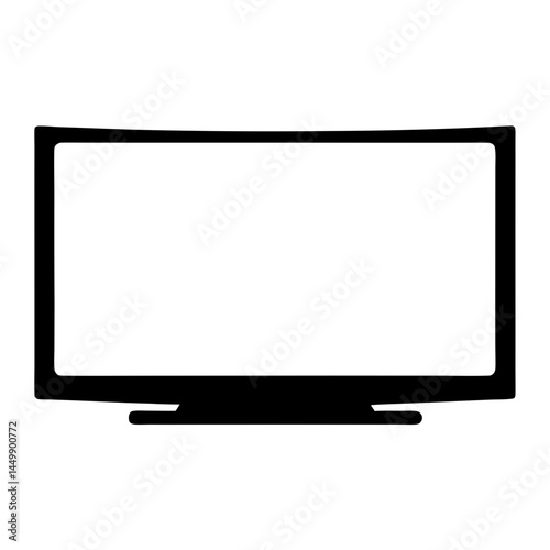 Isolated Silhouette of a Modern Flat Screen Television with Stand