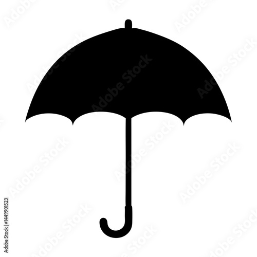 Simple black umbrella silhouette against a white background, providing protection from rain
