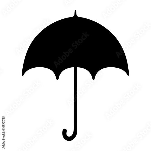 Simple black and white illustration of an umbrella for weather protection
