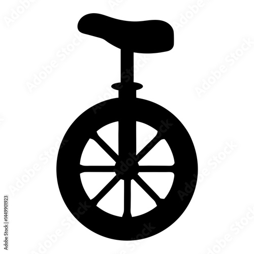 Silhouette of a classic unicycle with single wheel, seat, and frame
